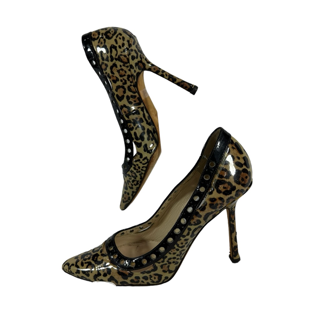 Genuine Ladies Jimmy Choo Leopard Print Patent Erin Heels Shoes 36 5.5